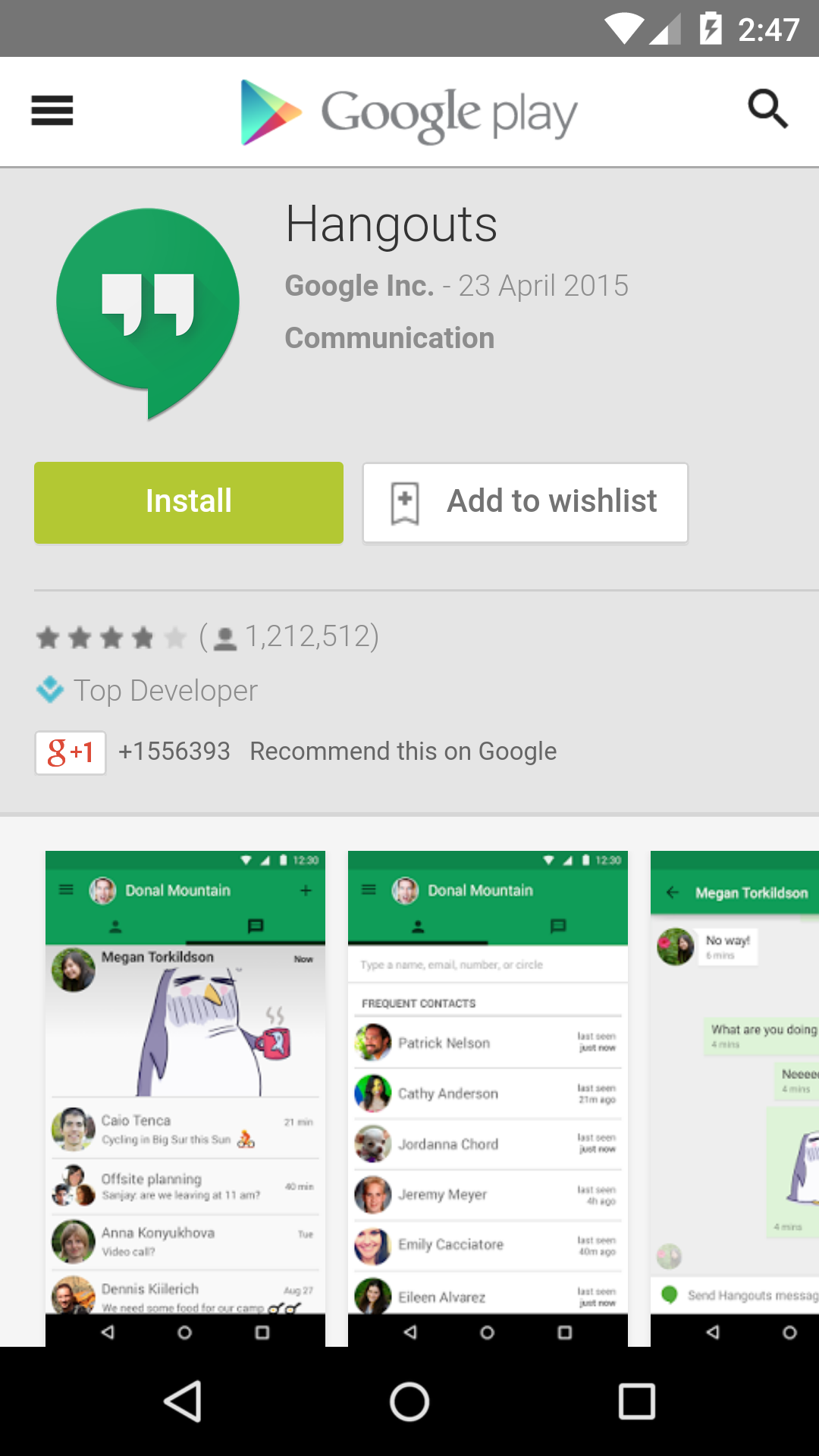 Hangouts app download for android phone